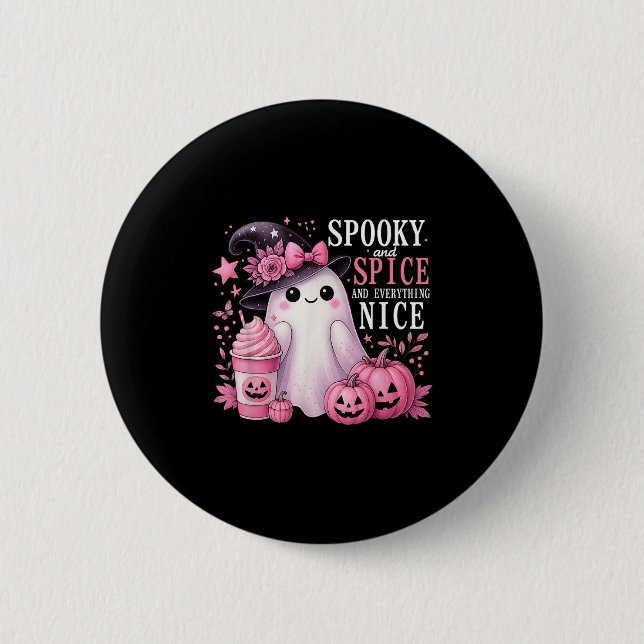 Macaron Rond 5 Cm Spooky And Spice And Everything Nice Halloween Pin (Devant)