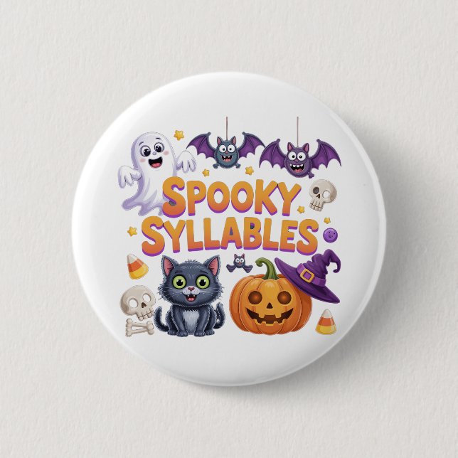Macaron Rond 5 Cm Spooky Syllables (Devant)
