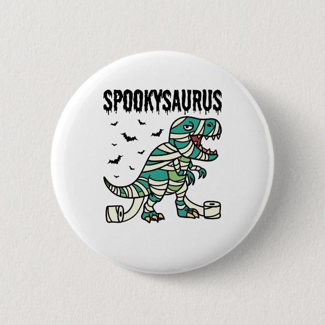 Macaron Rond 5 Cm Spookysaurus Halloween Dinosaure T-Rex (Devant)
