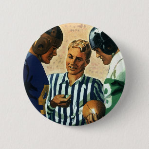 Macaron Rond 5 Cm Sports vintages, Football Arbitre Coin Toss