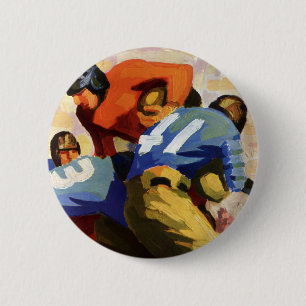 Macaron Rond 5 Cm Sports vintages, Football Players dans un jeu