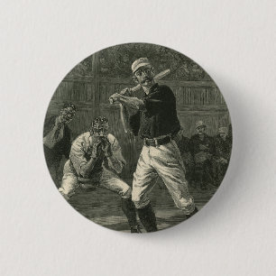 Macaron Rond 5 Cm Sports vintages, joueurs de baseball par Thulstrup