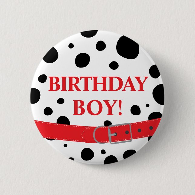 Macaron Rond 5 Cm Spots dalmatiens Anniversaire Garçon ou fille (Devant)