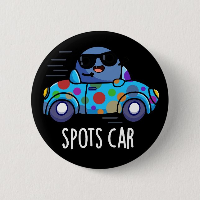 Macaron Rond 5 Cm Spots Voiture Sport Amusant Parking Dark BG (Devant)