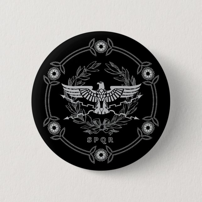 Macaron Rond 5 Cm SPQR le bouton d'emblème d'empire romain (Devant)