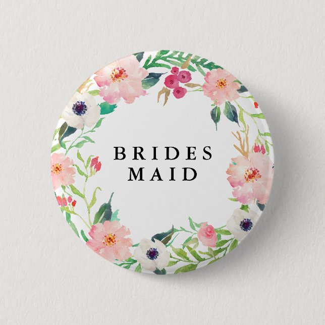 Macaron Rond 5 Cm Spring Florals Bridesmaid Mariage (Devant)