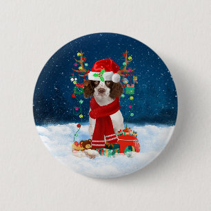 Macaron Rond 5 Cm Springer anglais Spaniel chien avec cadeaux de Noë