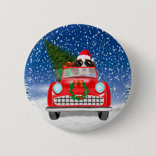 Macaron Rond 5 Cm Springer Anglais Spaniel Chien Voiture En Neige No
