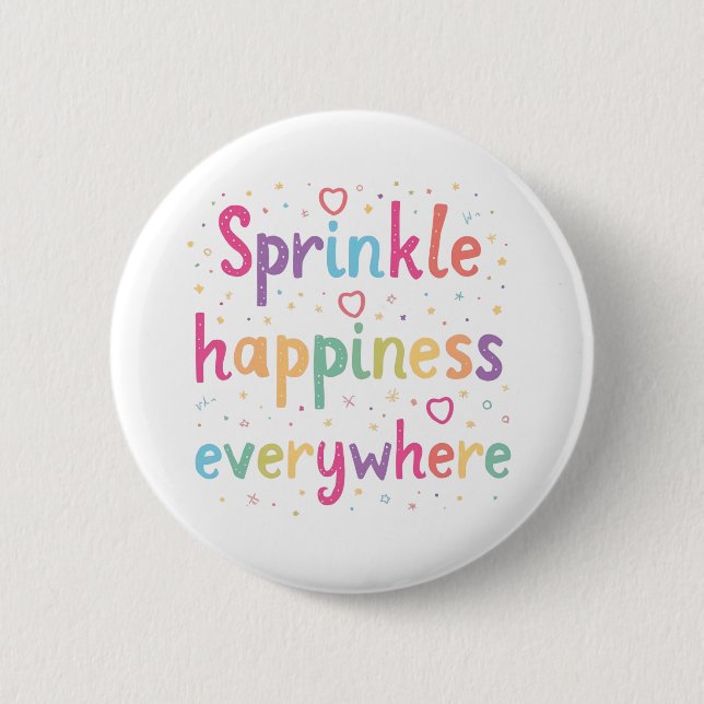 Macaron Rond 5 Cm Sprinkle Happiness Everywhere Cute Pastel Quote (Devant)