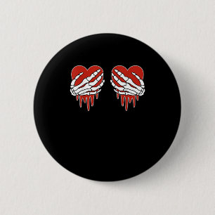 Macaron Rond 5 Cm Squelette anti-Valentin mains coeur Goth