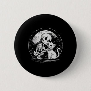 Macaron Rond 5 Cm Squelette Chat Crâne Kitty Cute Goth Halloween Cos