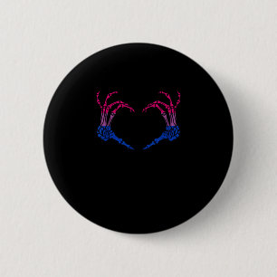 Macaron Rond 5 Cm Squelette Coeur Bisexuel Lgbt-Q Pride Crâne Main