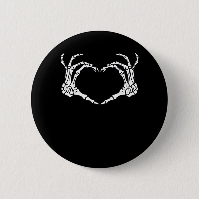 Macaron Rond 5 Cm Squelette Coeur main Signer Costume Drôle Hallowee (Devant)