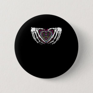 Macaron Rond 5 Cm Squelette Coeur Mains Muertos Mexicain Jour De La 