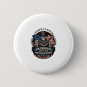 Macaron Rond 5 Cm Squelette Cowboy Patriotique Squelette Dark Patrio