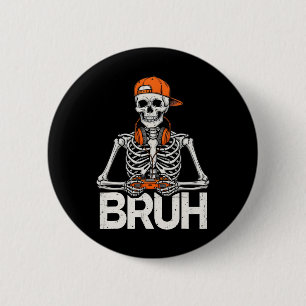 Macaron Rond 5 Cm Squelette de gamer Bruh Halloween Manette de jeu v