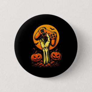 Macaron Rond 5 Cm Squelette de Halloween gamer manette de jeu vidéo