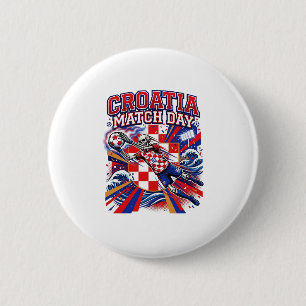 Macaron Rond 5 Cm Squelette de la journée de match de Croatie Nation