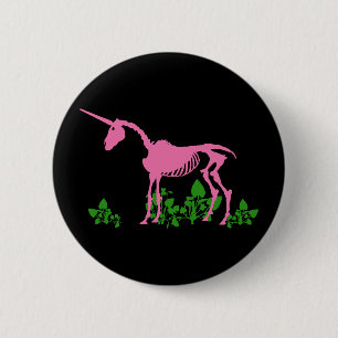 Macaron Rond 5 Cm Squelette de licorne rose