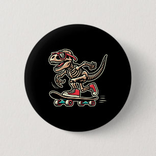 Macaron Rond 5 Cm Squelette de T-rex Rétro Dinosaure Skateboarding G