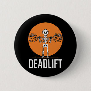 Macaron Rond 5 Cm Squelette Deadlift Exercice Éffrayant d'haltérophi