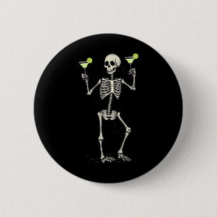 Macaron Rond 5 Cm Squelette d'Halloween buvant une queue de Margarit