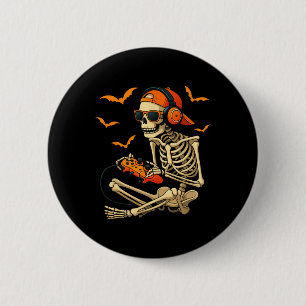 Macaron Rond 5 Cm Squelette d'Halloween joueur de jeux vidéo garçons