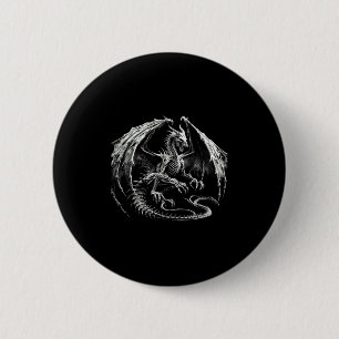 Macaron Rond 5 Cm Squelette Dragon Mythique Respirant le Feu Fantast