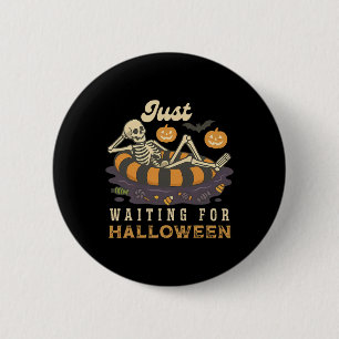 Macaron Rond 5 Cm Squelette Été éffrayant En Attente D'Halloween