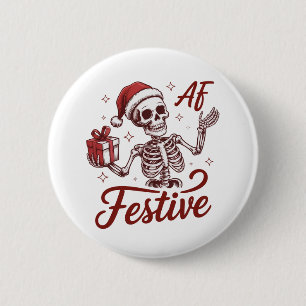 Macaron Rond 5 Cm Squelette festif AF Snarky Noël Sarcastique 