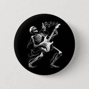 Macaron Rond 5 Cm Squelette jouant de la guitare Musique pour hommes