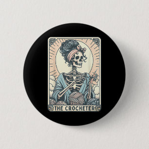 Macaron Rond 5 Cm Squelette La Tricoteuse Maman Carte de Tarot Trico