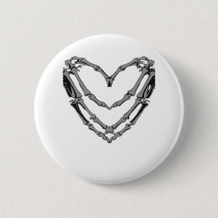 Macaron Rond 5 Cm Squelette Mains Coeur Signer Retro Costume Hallowe
