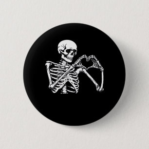 Macaron Rond 5 Cm Squelette Mains de coeur Signer Costume d'Hallowee