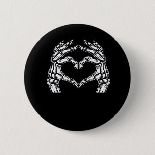 Macaron Rond 5 Cm Squelette Mains de coeur Signer Costume d'Hallowee