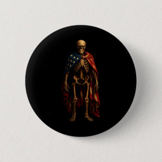 Macaron Rond 5 Cm Squelette patriotique Drapeau américain Horreur go