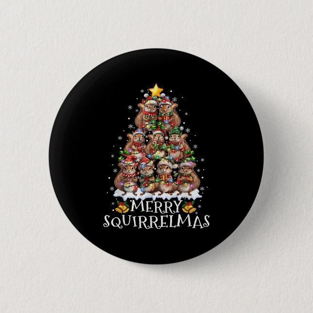 Macaron Rond 5 Cm Squirrel Christmas Tree Lights Merry Squirrelmas S (Devant)