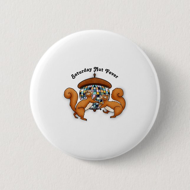 Macaron Rond 5 Cm Squirrels Disco Funny Party  (Devant)
