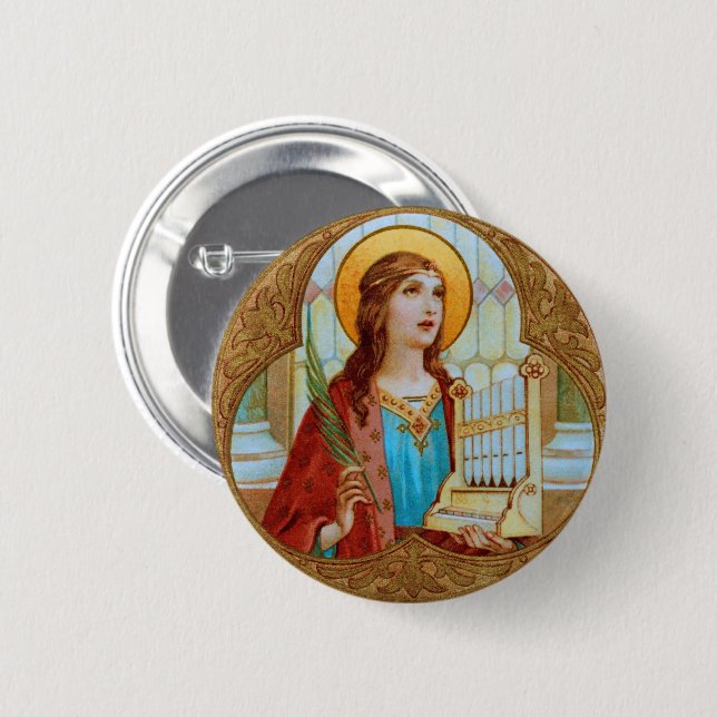Macaron Rond 5 Cm St. Cecilia de Rome (BK 003) (Devant & derrière)