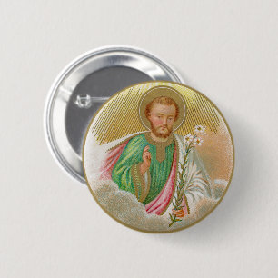 Macaron Rond 5 Cm St. Joseph d'une "carte de pèlerinage" (Détail; B