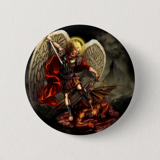 Macaron Rond 5 Cm St Michael Arkhangel (Devant)