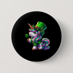 Macaron Rond 5 Cm St Patrick Day Tee - shirt Irlande Unicorn Girls F