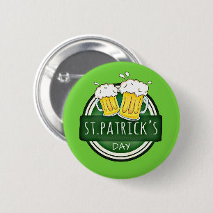 Macaron Rond 5 Cm St. Patrick's Day, Beer Mugs, Irish Green