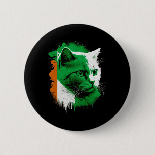 Macaron Rond 5 Cm St. Patrick's Day Chat Drapeau irlandais Hommes fe