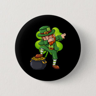 Macaron Rond 5 Cm St Patricks Day Dabbing Leprechaun Irlandais Garço