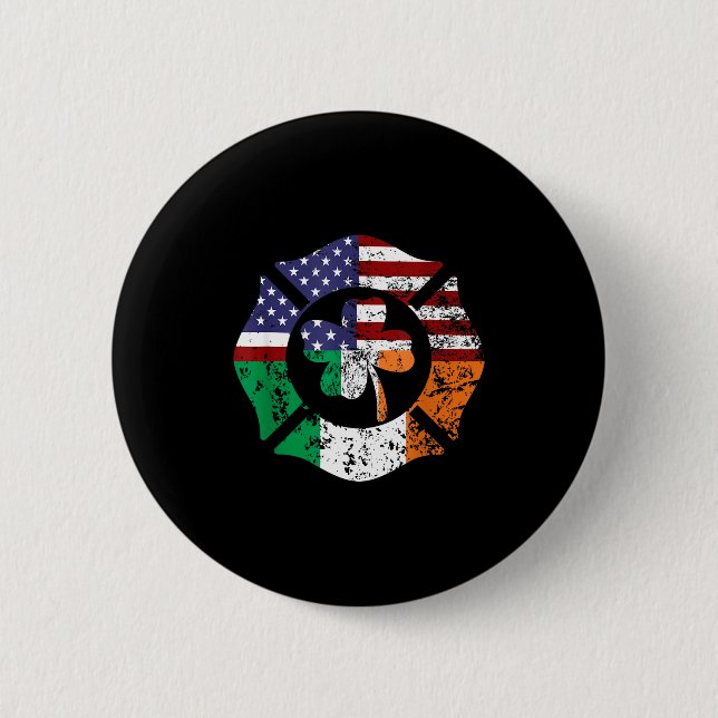 Macaron Rond 5 Cm St Patrick's Day Fireman Gift Proud Firefighter Qu (Devant)