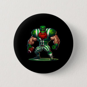 Macaron Rond 5 Cm St Patrick's Day Irish Leprechaun Football Player 