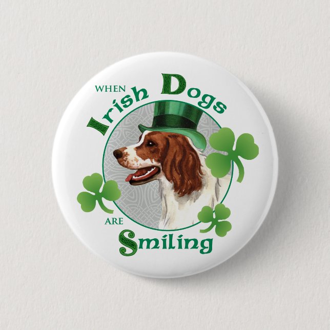 Macaron Rond 5 Cm St. Patrick's Day Irish Red & White Setter (Devant)
