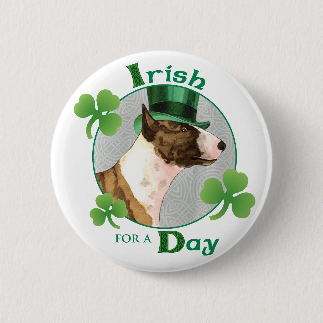 Macaron Rond 5 Cm St. Patrick's Day Mini Bull Terrier (Devant)