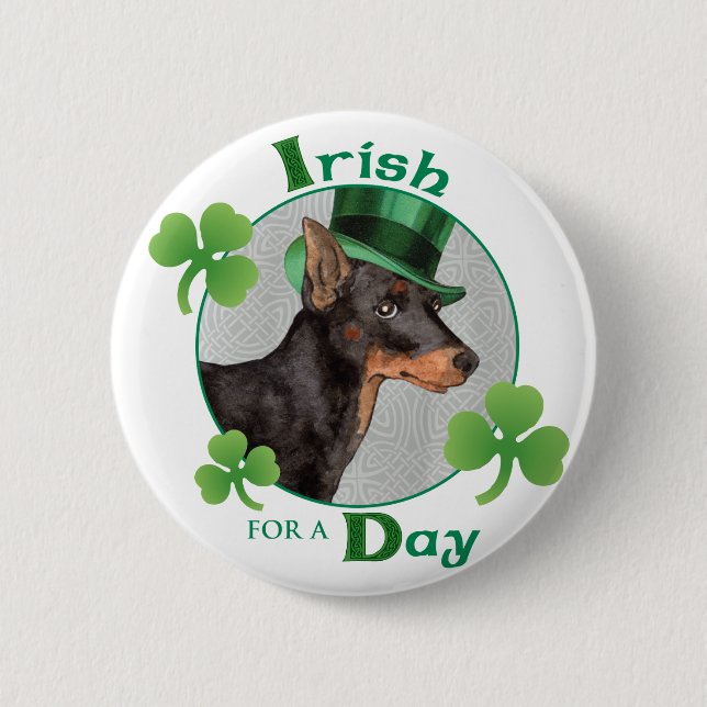 Macaron Rond 5 Cm St. Patrick's Day Toy Manchester Terrier (Devant)